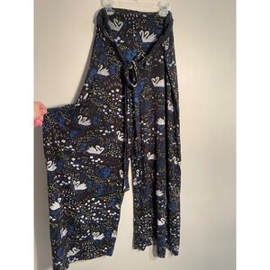 Thief & Bandit Swans‎ and Florals Wide Leg Tie Waist Casual Pants Plus Size 3X